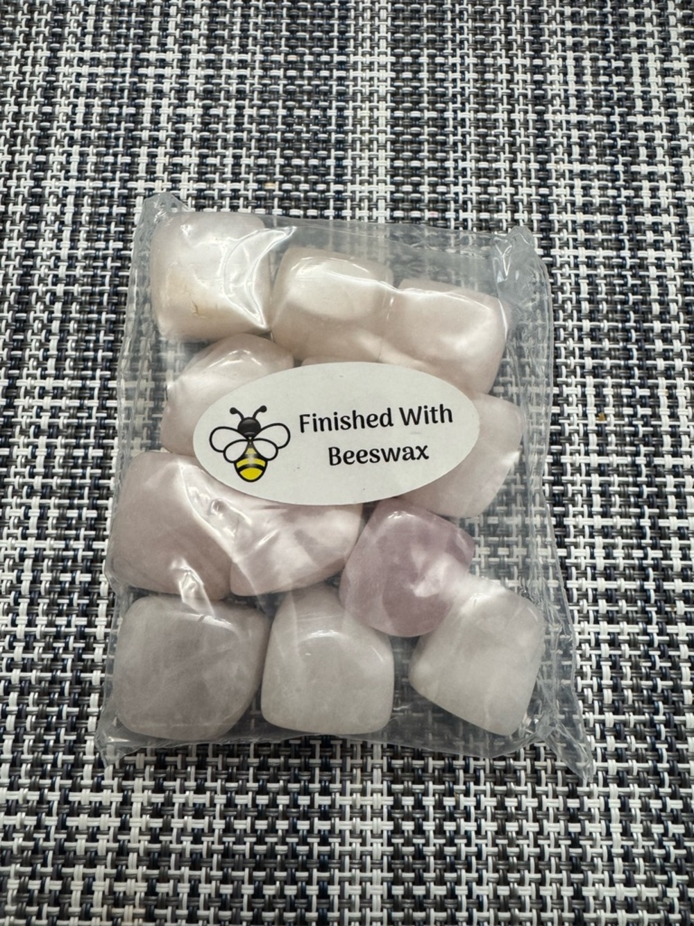 Beeswax-Finished Rose Quartz Bath & Body Stones — Soft Pink Set